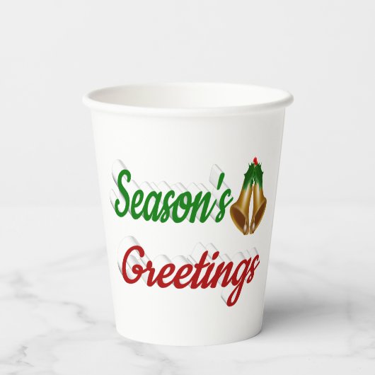 Seizoenen Grietings Bells kerstscript Papieren Bekers (Achterkant)
