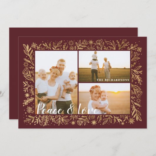 Seizoenen Groet Rood- en goudolie en Snowflakes Feestdagenkaart (Voorkant / Achterkant)