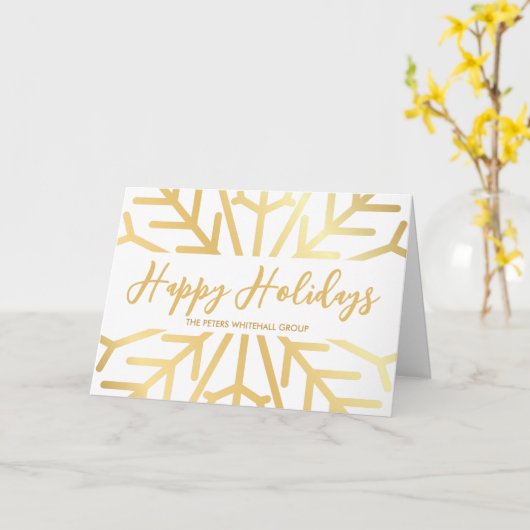 Seizoenen Groeten Business Sneeuwvlok Goud Wit Kaart (Gele Bloem)