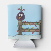 Seizoenen Groeten Cartoon Bird op Fence Blikjeskoeler (Achterkant)