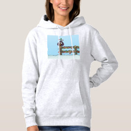 Seizoenen Groeten Cartoon Bird op Fence Hoodie