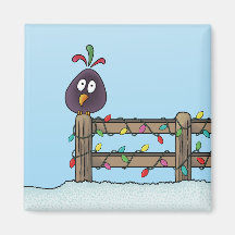 Seizoenen Groeten Cartoon Bird op Fence