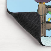 Seizoenen Groeten Cartoon Bird op Fence Muismat (Hoek)