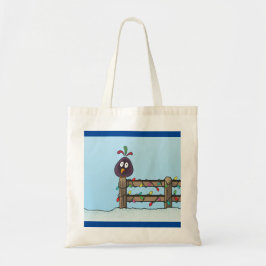 Seizoenen Groeten Cartoon Bird op Fence Tote Bag