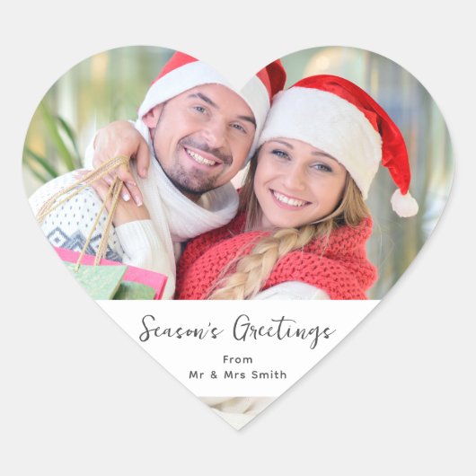 Seizoenen Groeten Een foto Kerstmis Hart Sticker (Voorkant)