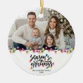 Seizoenen Groeten Een Foto Kerstverlichting Keramisch Ornament (Voorkant)