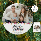 Seizoenen Groeten Een Foto Kerstverlichting Keramisch Ornament