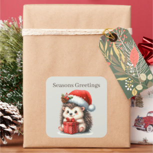 Seizoenen Groeten egel Kerstmis Vierkante Sticker