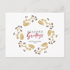 Seizoenen Groeten Gold Wreath Holiday Briefkaart