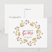 Seizoenen Groeten Gold Wreath Holiday Briefkaart (Voorkant / Achterkant)