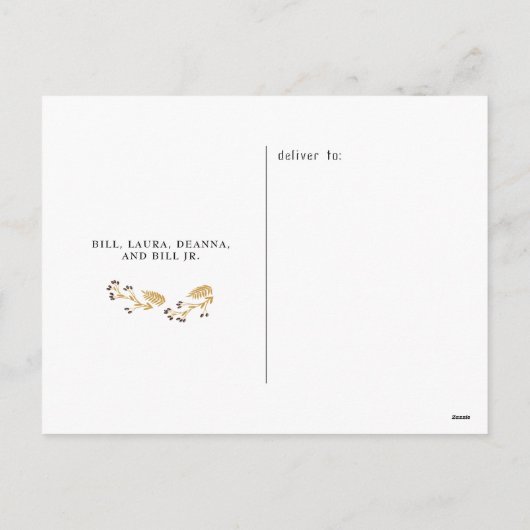 Seizoenen Groeten Gold Wreath Holiday Briefkaart (Achterkant)