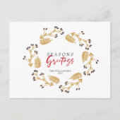 Seizoenen Groeten Gold Wreath Holiday Briefkaart (Voorkant)