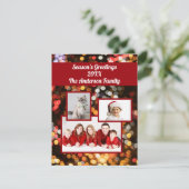 Seizoenen Groeten Goud, Rood, Sparkles Foto Feestdagenkaart (Staand voorkant)