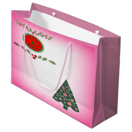 Seizoenen Groeten Green Holly en een kerstboom Large Cadeautasje