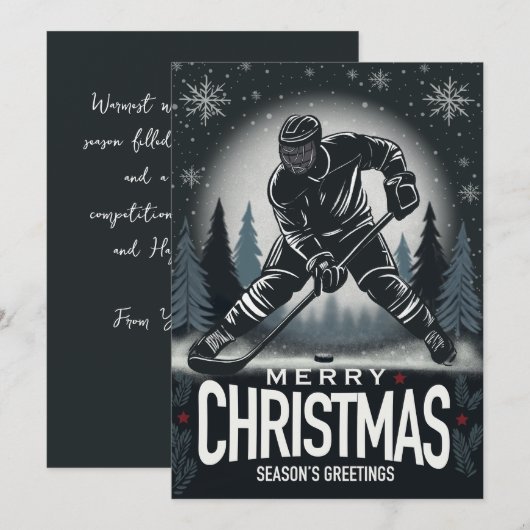 Seizoenen Groeten Hockey Christmas Kaart (Voorkant / Achterkant)