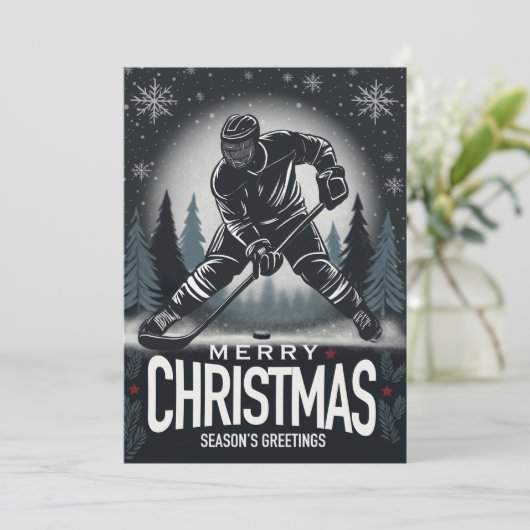 Seizoenen Groeten Hockey Christmas Kaart (Staand voorkant)
