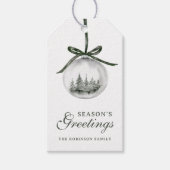 Seizoenen Groeten Kerst Waterverf Ornament Cadeaulabel (Voorkant)