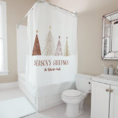Seizoenen Groeten Kerstbomen Familienaam Chic Douchegordijn (In situ)