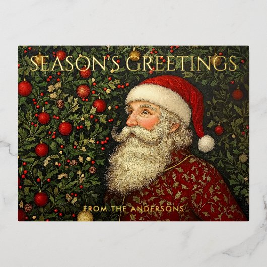  Seizoenen Groeten Kerstboom Santa Art Folie Feestdagen Briefkaart (Voorkant)