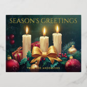 Seizoenen Groeten Kerstkaarsen Folie Feestdagen Briefkaart (Voorkant)