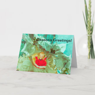 Seizoenen Groeten Kerstmis Kaart & engel cherub.