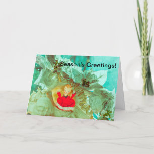 Seizoenen Groeten Kerstmis Kaart & engel cherub.