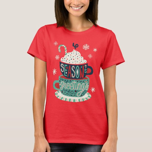 Seizoenen groeten Kerstmis vakantie feestelijk T-shirt (Voorkant)