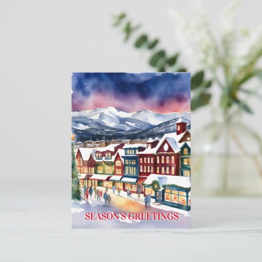 Seizoenen groeten Kerstmis winterstraat Colorado Briefkaart (Staand voorkant)