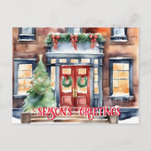 Seizoenen groeten Kerstmis winterstraat New York Briefkaart (Voorkant)