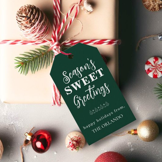 Seizoenen Groeten Kerstvakantie Groen Wit Cadeaulabel