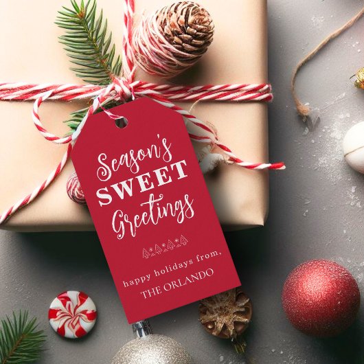 Seizoenen Groeten Kerstvakantie Rood Wit Cadeaulabel