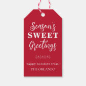 Seizoenen Groeten Kerstvakantie Rood Wit Cadeaulabel (Voorkant)