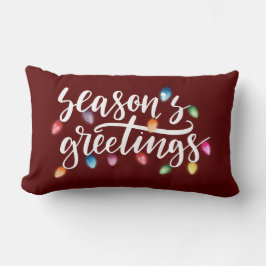 Seizoenen Groeten Kerstverlichting Rood Kussen