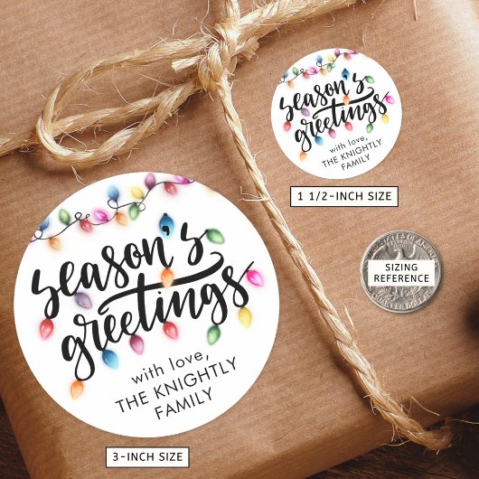 Seizoenen Groeten Kerstverlichting van Naam Ronde Sticker
