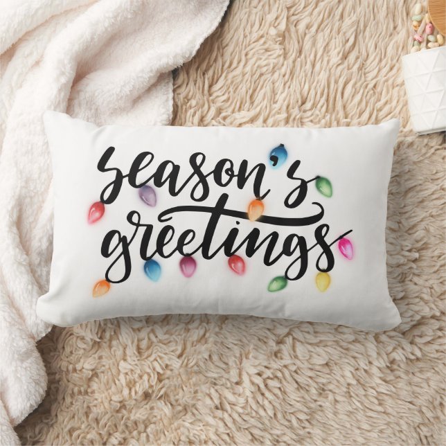 Seizoenen Groeten Kerstverlichting Wit Kussen (Deken)