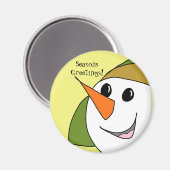 Seizoenen Groeten Lachende Sneeuwman Magneet (Voorkant / Achterkant)