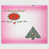 Seizoenen Groeten Levendig Groene Grens Holly/Tree Cadeaupapier (Vlak)