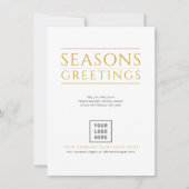 Seizoenen Groeten Logo Gold Stripes Business Feestdagenkaart (Voorkant)