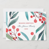 Seizoenen Groeten Modern Minimal Waterverf Floral Feestdagenkaart (Voorkant)