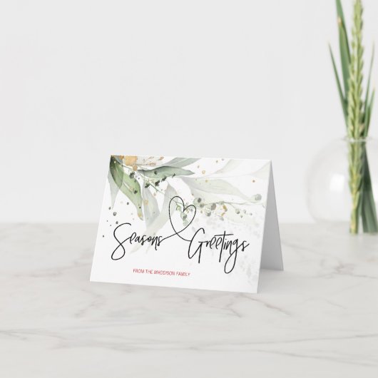 Seizoenen Groeten Moderne Kerst Eucalyptus Kaart (Voorkant)