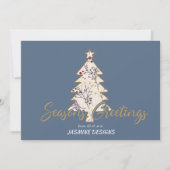 Seizoenen Groeten Pine Tree Blue Business Feestdagenkaart (Voorkant)