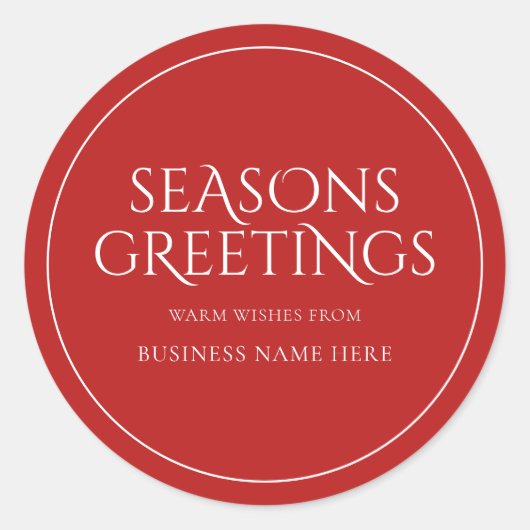 Seizoenen Groeten Red Modern Elegant Business Ronde Sticker (Voorkant)