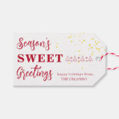 Seizoenen Groeten Rood Wit Kerstvakantie Cadeaulabel (Voorkant (Horizontaal))