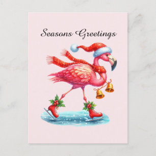 Seizoenen Groeten roze flamingo Feestdagenkaart