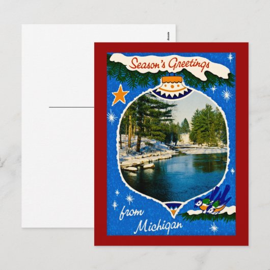 Seizoenen Groeten uit Michigan Feestdagenkaart (Voorkant / Achterkant)
