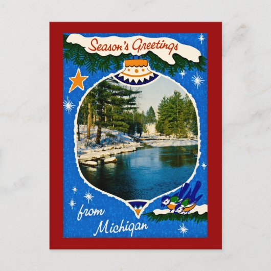 Seizoenen Groeten uit Michigan Feestdagenkaart (Voorkant)