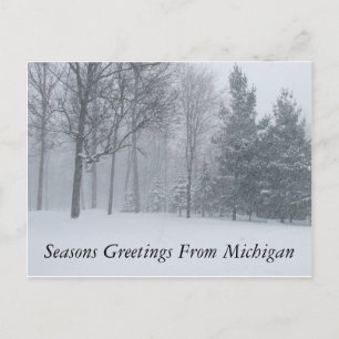 Seizoenen Groeten uit Michigan Winter Snow Postca Feestdagenkaart