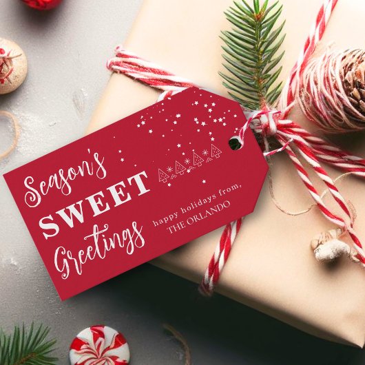 Seizoenen Groeten Vakantie Kerstmis Wit Rood Cadeaulabel