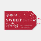 Seizoenen Groeten Vakantie Kerstmis Wit Rood Cadeaulabel (Voorkant (Horizontaal))