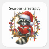Seizoenen Groeten wasbeer Vakantie Vierkante Sticker (Voorkant)